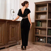 Alyia Corset Backless Shawl Dress