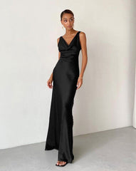 Chic Backless Ice Cream Sof Black Dress