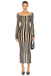 KALIA STRIPED MIDI DRESS