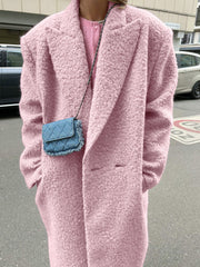 Modern Woolen Thick Lapel Coat Mid-length Coat