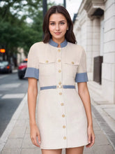 Contrast Button Front Mini Dress