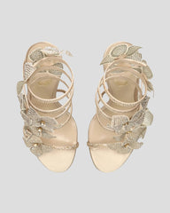 Elisa Flower Embellished Snake Sandals In Gold