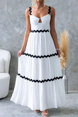 Tiered Maxi Dress with Scalloped Trim