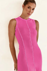 Contrast Stitching Maxi Tank Dress