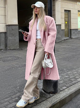 Modern Woolen Thick Lapel Coat Mid-length Coat