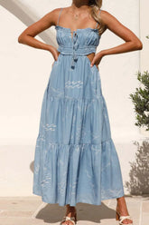 Cutout Printed Sleeveless Midi Cami Dress