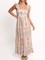 Floral Print Ruffle Strap Jumpsuit