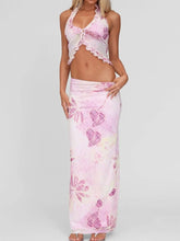 Printed Halter Neck Cami and Maxi Skirt Set