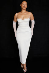 ALESYA IVORY WHITE SATIN CORSET DRESS