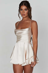 Halter Satin Backless Elegant Short Dress