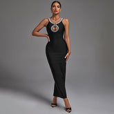 Diamond-studded Suspenders-Black Dress