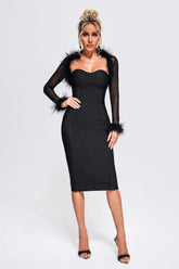 Sweetheart Neck Slit Knee-Length Dress