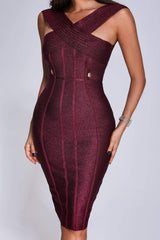 Glitter Crisscross Low Back Bandage Dress