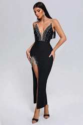 Alyia Slit Maxi Bandage Dress
