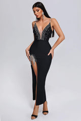 Alyia Slit Maxi Bandage Dress