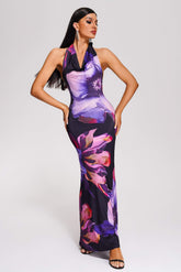 Cocktail Maxi Wrap Low Neck Dress