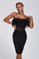 Keruva Feather Mesh Bandage Dress