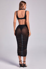 Kaira Cutout Mesh Midi Bandage Dress