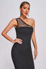 Alyia Feather Mesh Maxi Dress