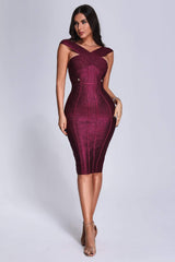 Glitter Crisscross Low Back Bandage Dress
