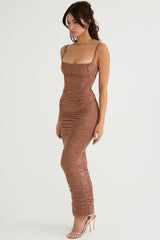 LEMILY MOCHA CORSET MAXI DRESS