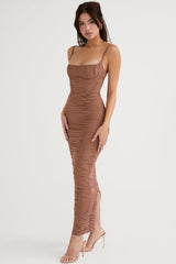 LEMILY MOCHA CORSET MAXI DRESS