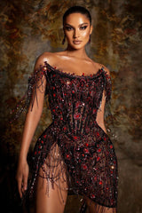 Camisole Diamond-embedded Tight Mini Dress