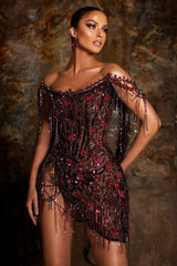 Camisole Diamond-embedded Tight Mini Dress