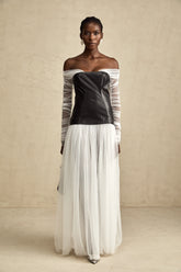 CHIC OFF SHOULDER MESH MAXI DRESS