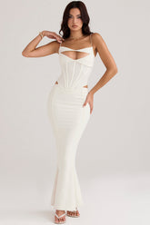 Zenob Ivory Corset Maxi Dress