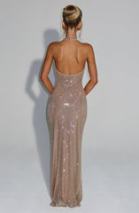 Elegant Sequins Backless Maxi Dress