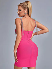 Chic Sling Fringed Diamond Bandage Dress