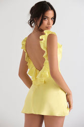 Chic Backless Satin Ruffle Mini Dress