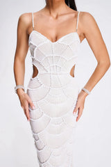 Hollow-out Camisole Beads Banquet Evening Dress