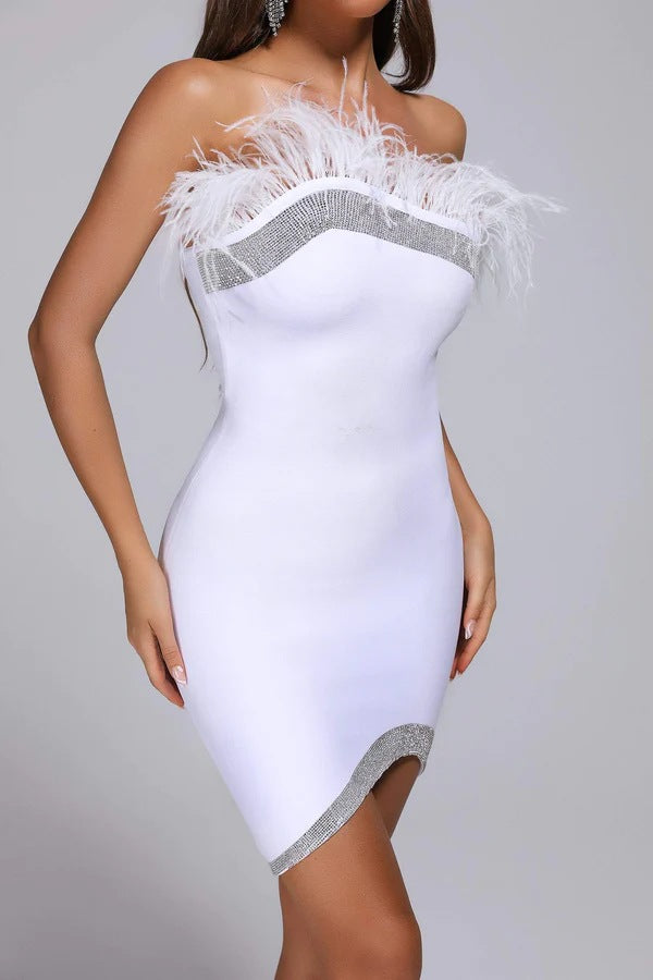Chic Strapless White Bandage Dress