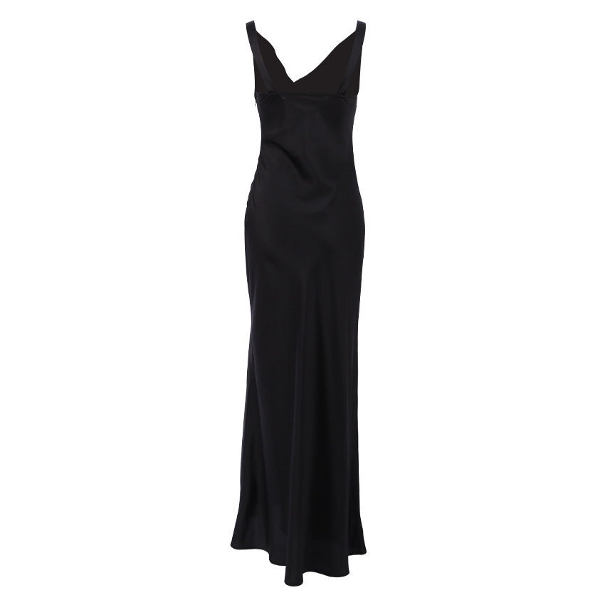 Chic Backless Ice Cream Sof Black Dress