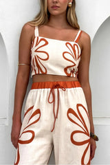 Smocked Square Neck Cami and Pants Set