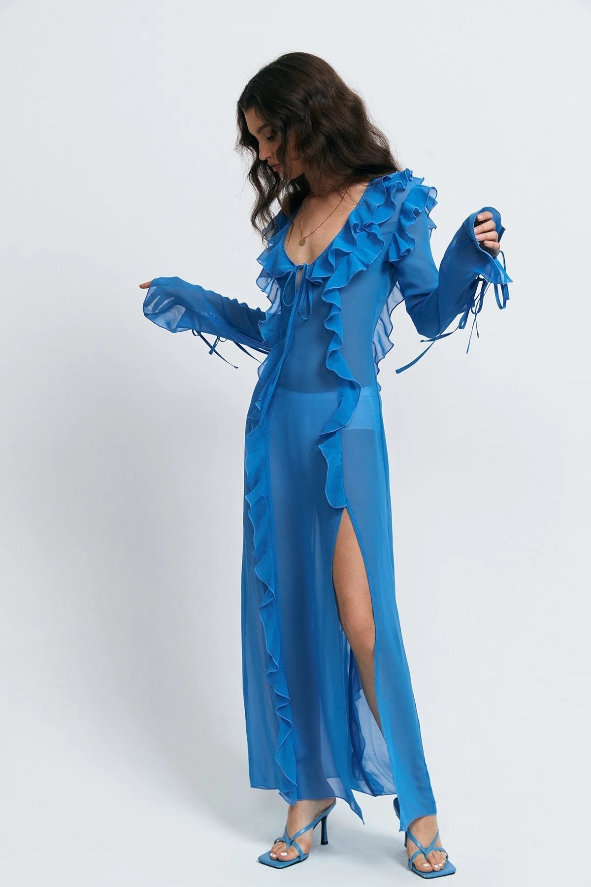 V -neck Open Fork Dress