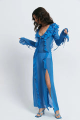 V -neck Open Fork Dress