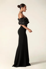 Alesya Ruffle Shoulder Evening Dress