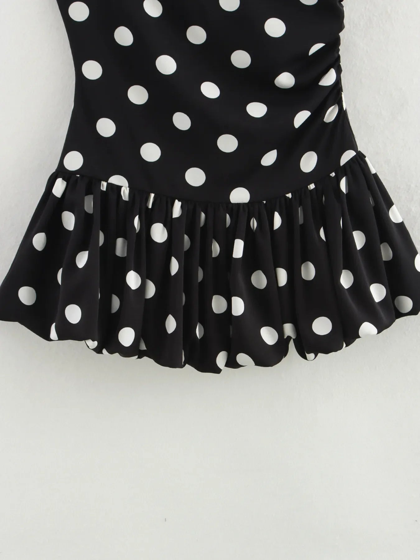 One-Shoulder Polka Dot Mini Dress