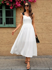 Sweetheart Neck Wide Strap Midi Dress