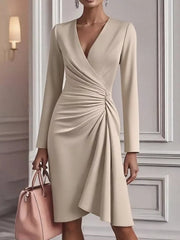 Ruched Surplice Long Sleeve Dress