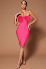 Low-cut Halter Sheath Bandage Dress