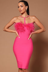 Low-cut Halter Sheath Bandage Dress