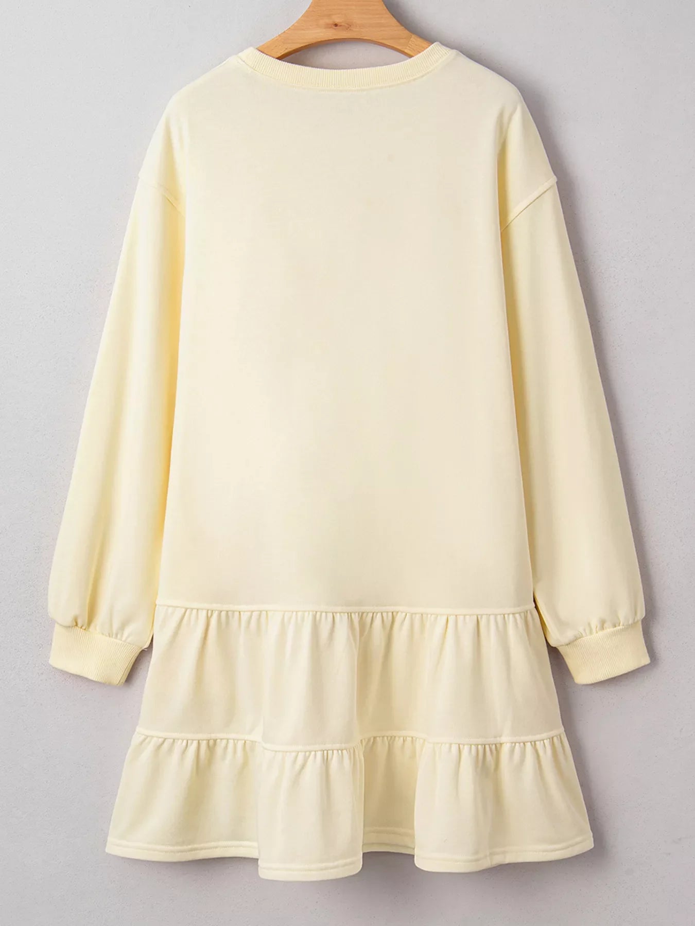 Double Tiered Ruffle Hem Long Sleeve Loose Mini Dress