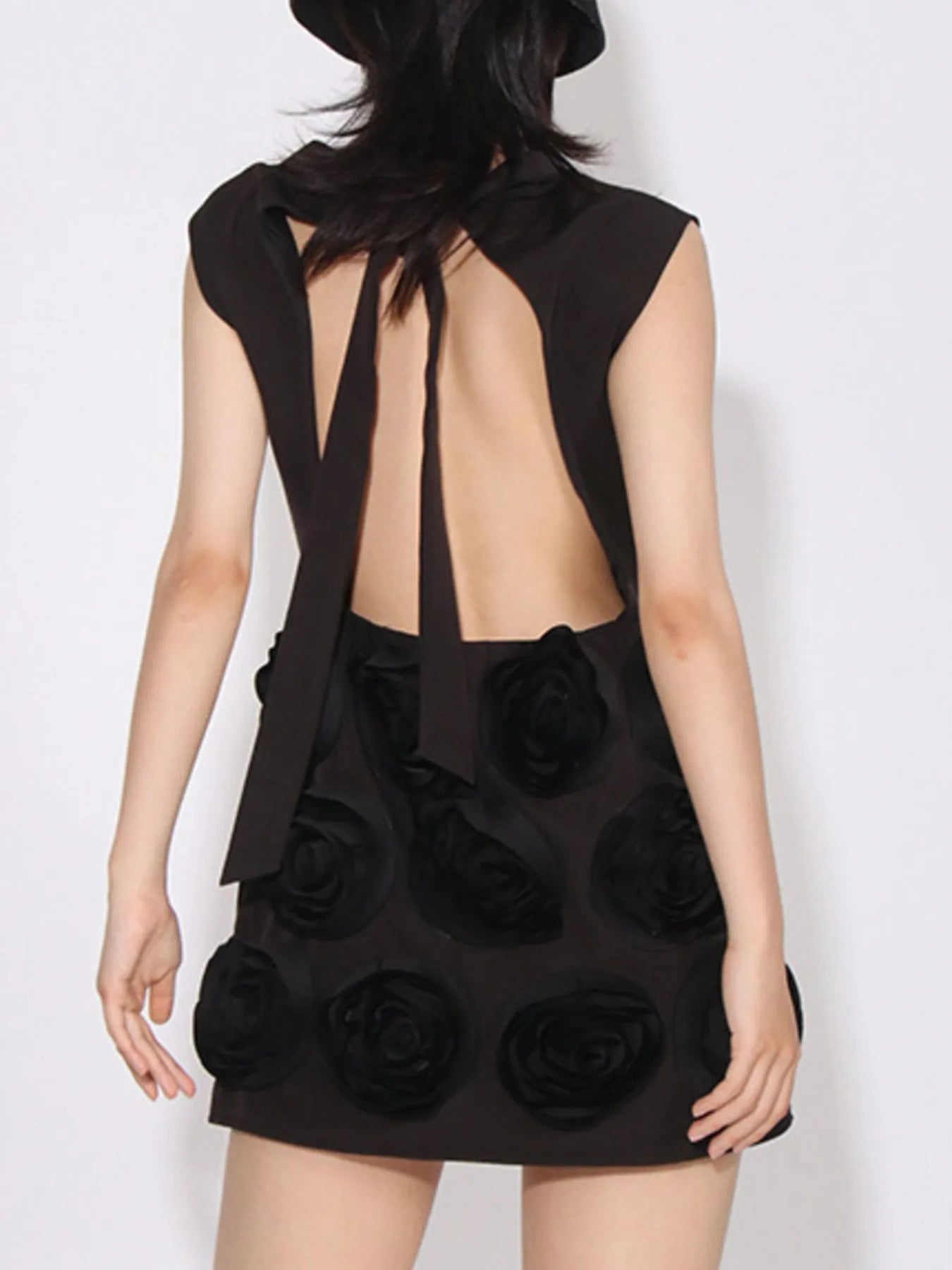 Backless Sleeveless Striped Mini Dress