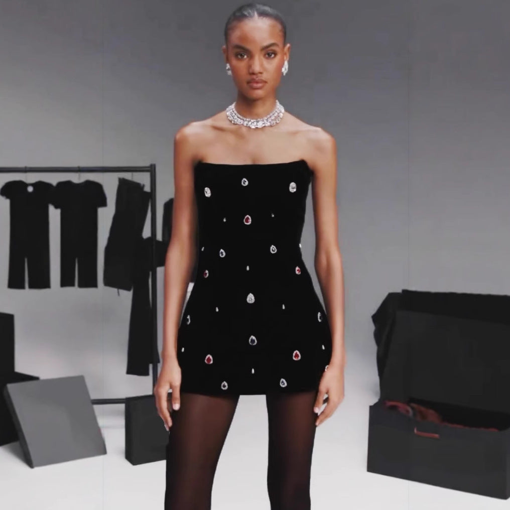 Allure Diamond Mini Bandage Dress-Black