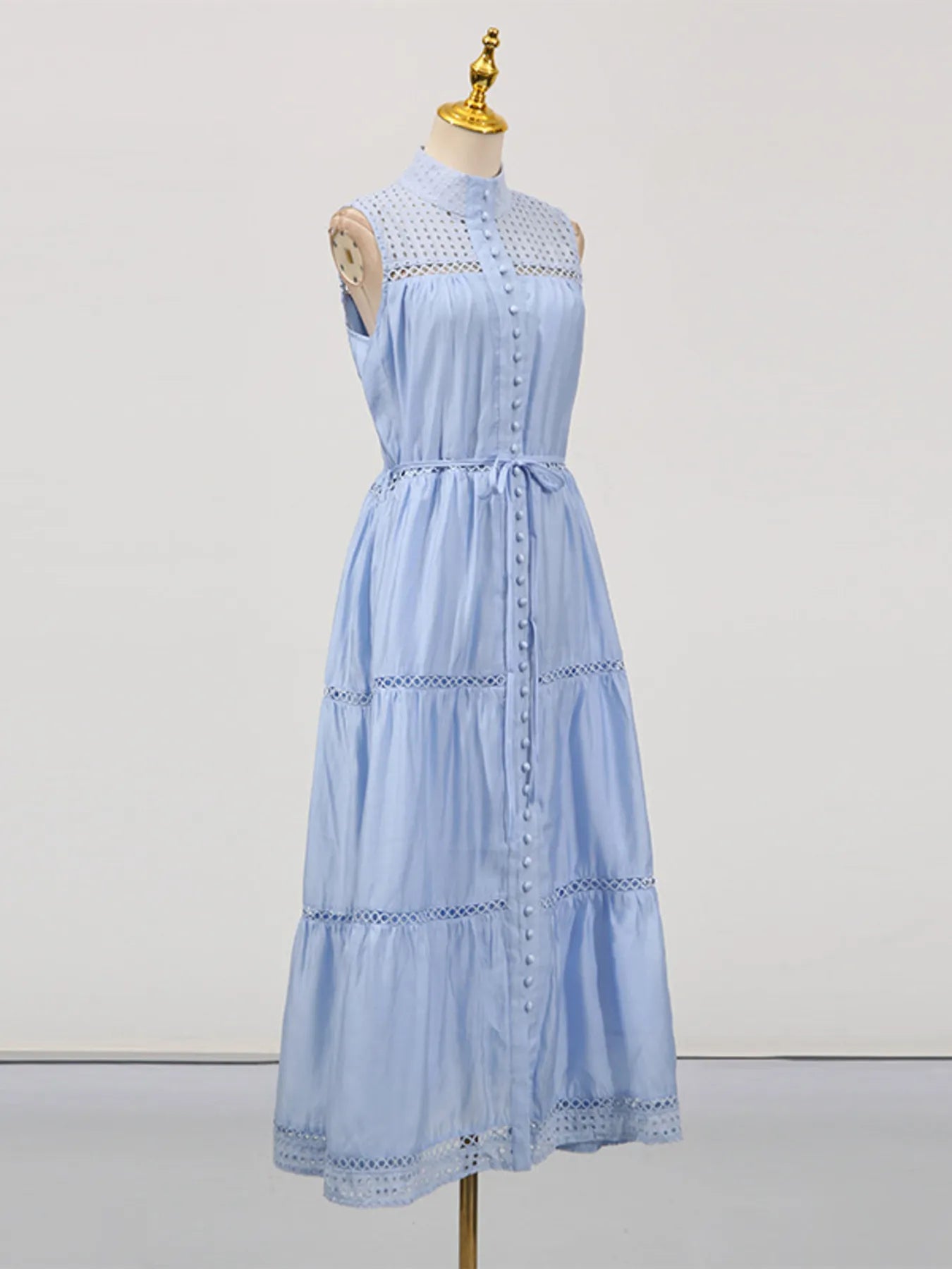 Hollow Out Sleeveless Midi Dress