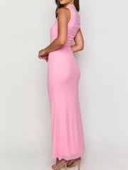 Ruched Sleeveless Bodycon Maxi Dress